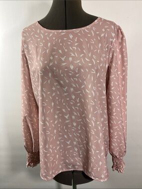 Hapsho Women's Pink Long-Sleeve Printed Blouse Size 8/10